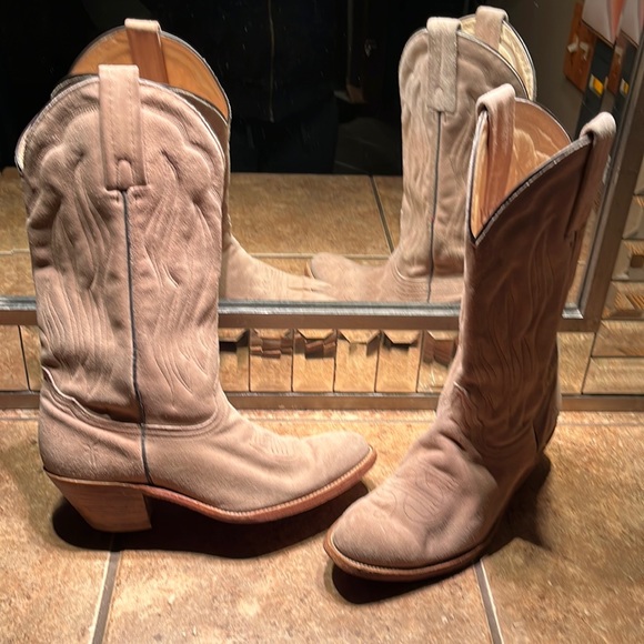 Frye Shoes - Frye Light Tan Suede Cowboy Boots